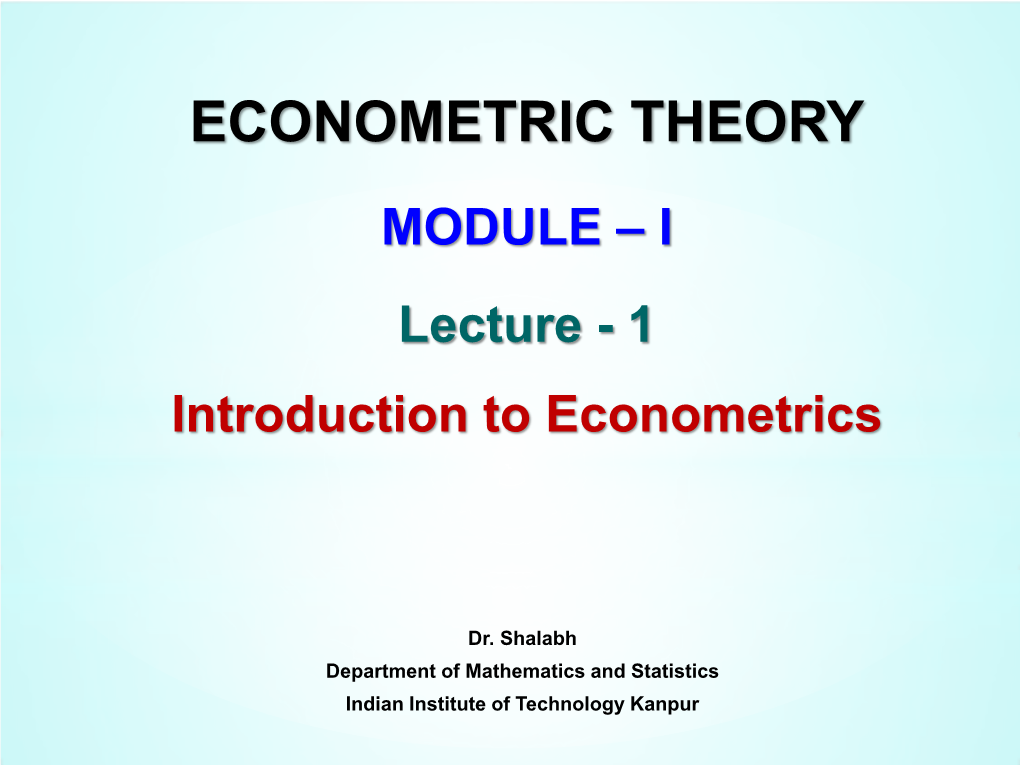 Econometric Theory