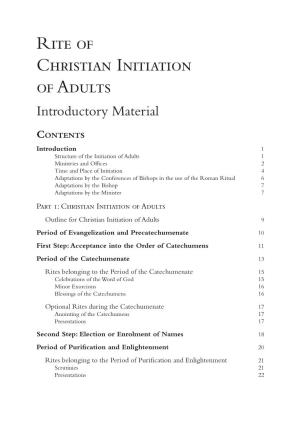 Rite of Christian Initiation of Adults Introductory Material