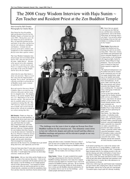 The 2008 Crazy Wisdom Interview with Haju Sunim ~ Zen Teacher and Resident Priest at the Zen Buddhist Temple