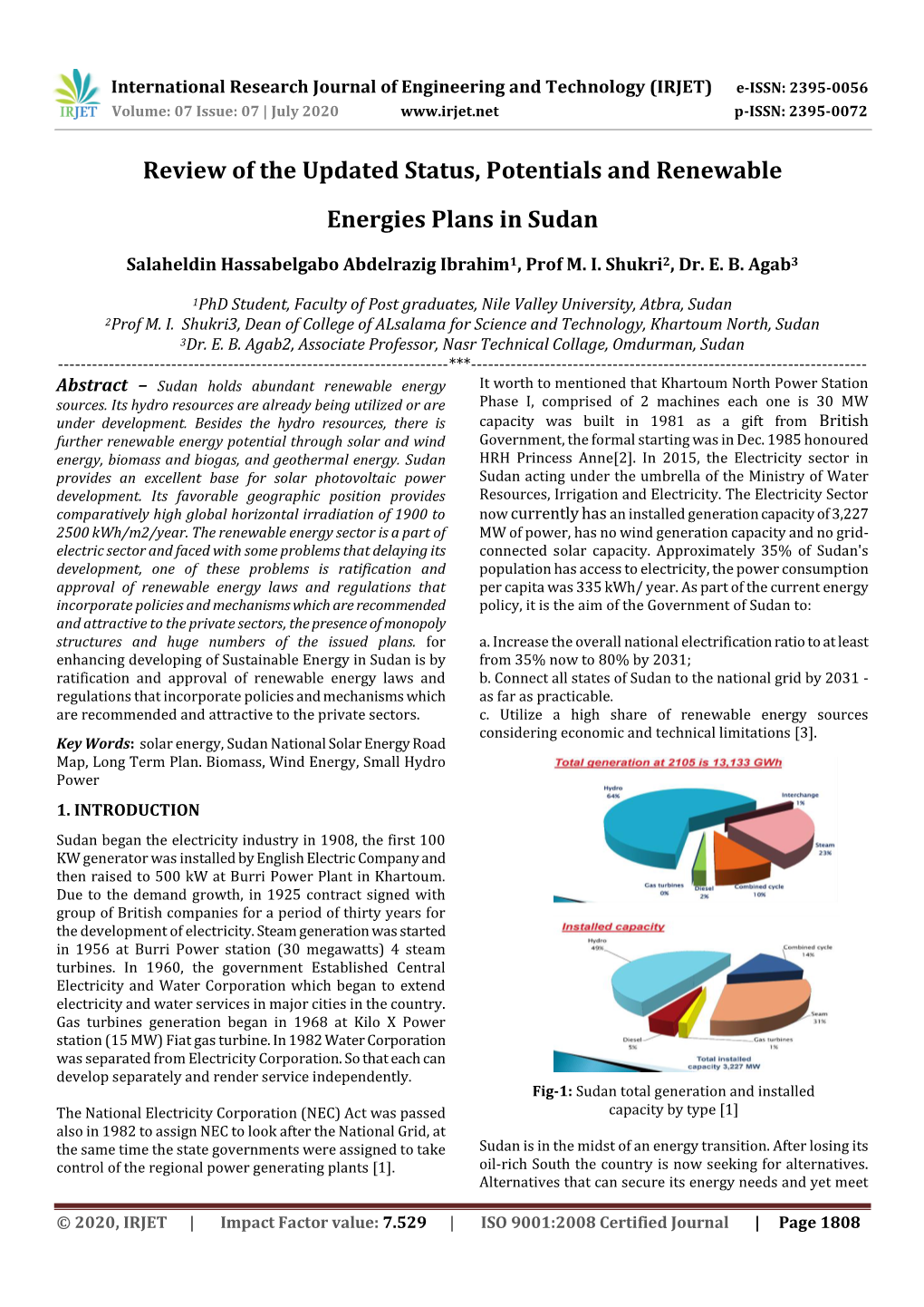 Review of the Updated Status, Potentials and Renewable Energies Plans in Sudan