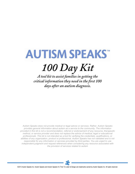 Autism Speaks Does Not Provide Medical Or Legal Advice Or Services