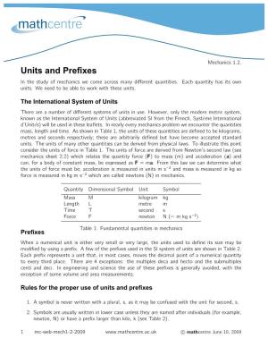 Units and Prefixes