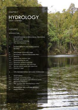 Hydrology.Wetland Restoration. a Handbook for New Zealand Freshwater Systems