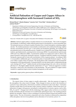 Artificial Patination of Copper and Copper Alloys in Wet Atmosphere
