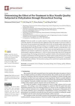 Determining the Effect of Pre-Treatment in Rice Noodle Quality Subjected to Dehydration Through Hierarchical Scoring
