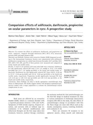 Comparision Effects of Solifenacin, Darifenacin, Propiverine on Ocular Parameters in Eyes: a Prospective Study ______