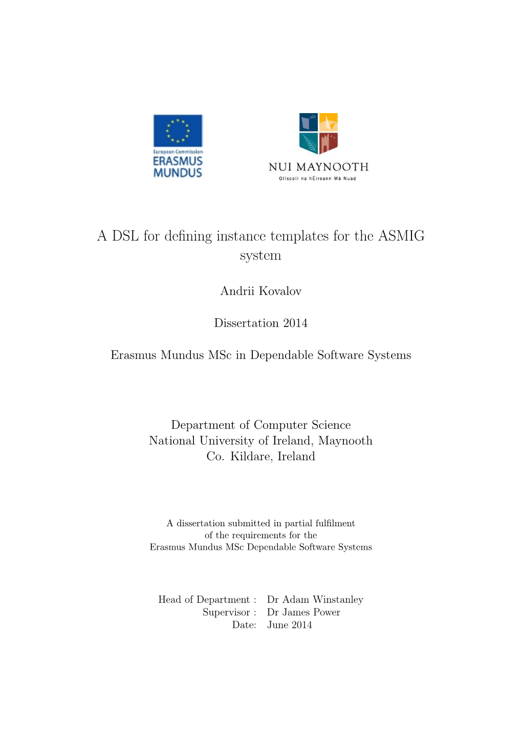 A DSL for Defining Instance Templates for the ASMIG System