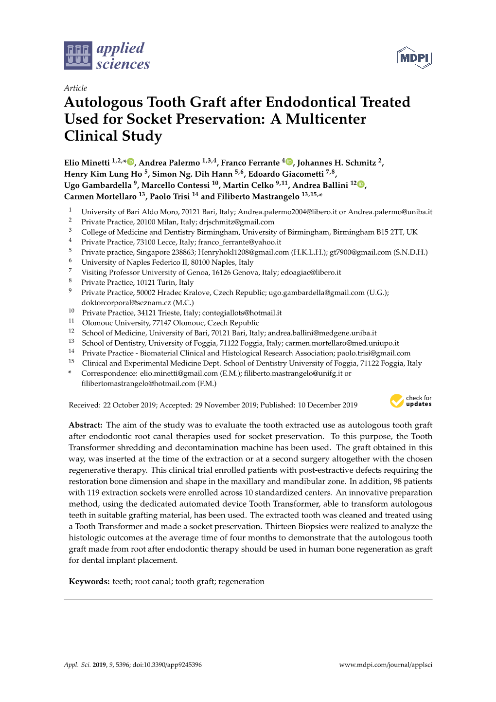 Autologous Tooth Graft After Endodontical Treated Used for Socket Preservation: a Multicenter Clinical Study