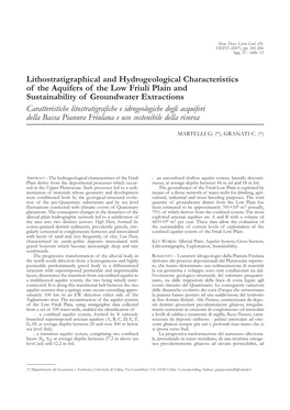 Lithostratigraphical and Hydrogeological Characteristics Of