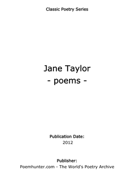 Jane Taylor - Poems