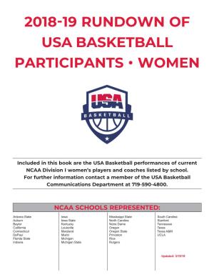 2018-19 Rundown of Usa Basketball Participants • Women