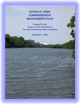 Bayou St. John Comprehensive Management Plan