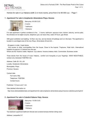 Homes for Sale in La Habana Width 2 Or More Rooms, Price from 0 to 90 000 Cuc - Page 1