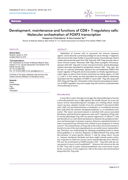 Development, Maintenance and Functions of CD8+ T-Regulatory Cells