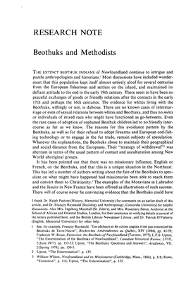 RESEARCH NOTE Beothuks and Methodists