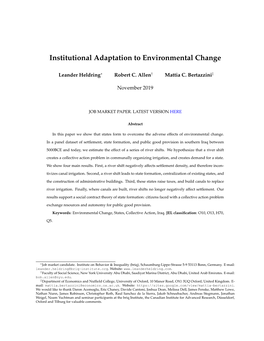 Institutional Adaptation to Environmental Change