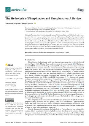 The Hydrolysis of Phosphinates and Phosphonates: a Review