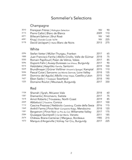 Sommelier's Selections