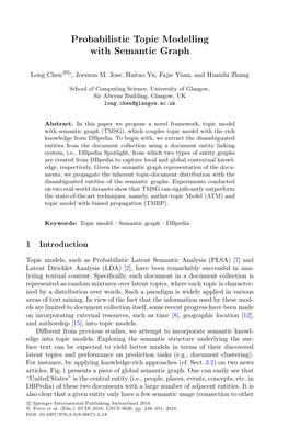 Probabilistic Topic Modelling with Semantic Graph