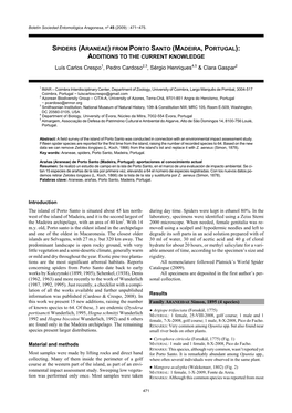 Spiders (Araneae) from Porto Santo (Madeira, Portugal): Additions to the Current Knowledge