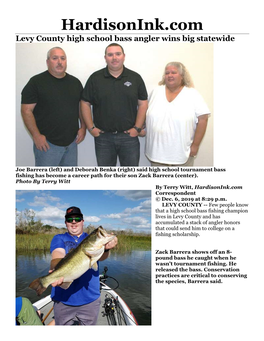 12-6-19 Hardisonink.Com Levy County High School Bass Angler Wins Big