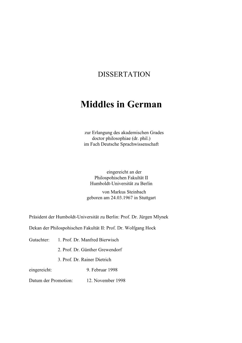 Middles in German