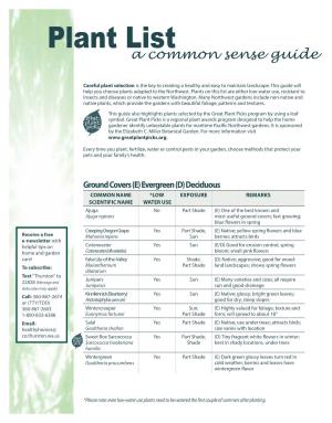 Plant Lists, a Common Sense Guide