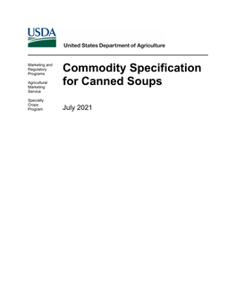 Commodity Specification for Canned Soups, July 2021