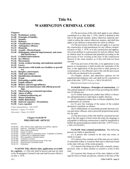 Title 9A WASHINGTON CRIMINAL CODE