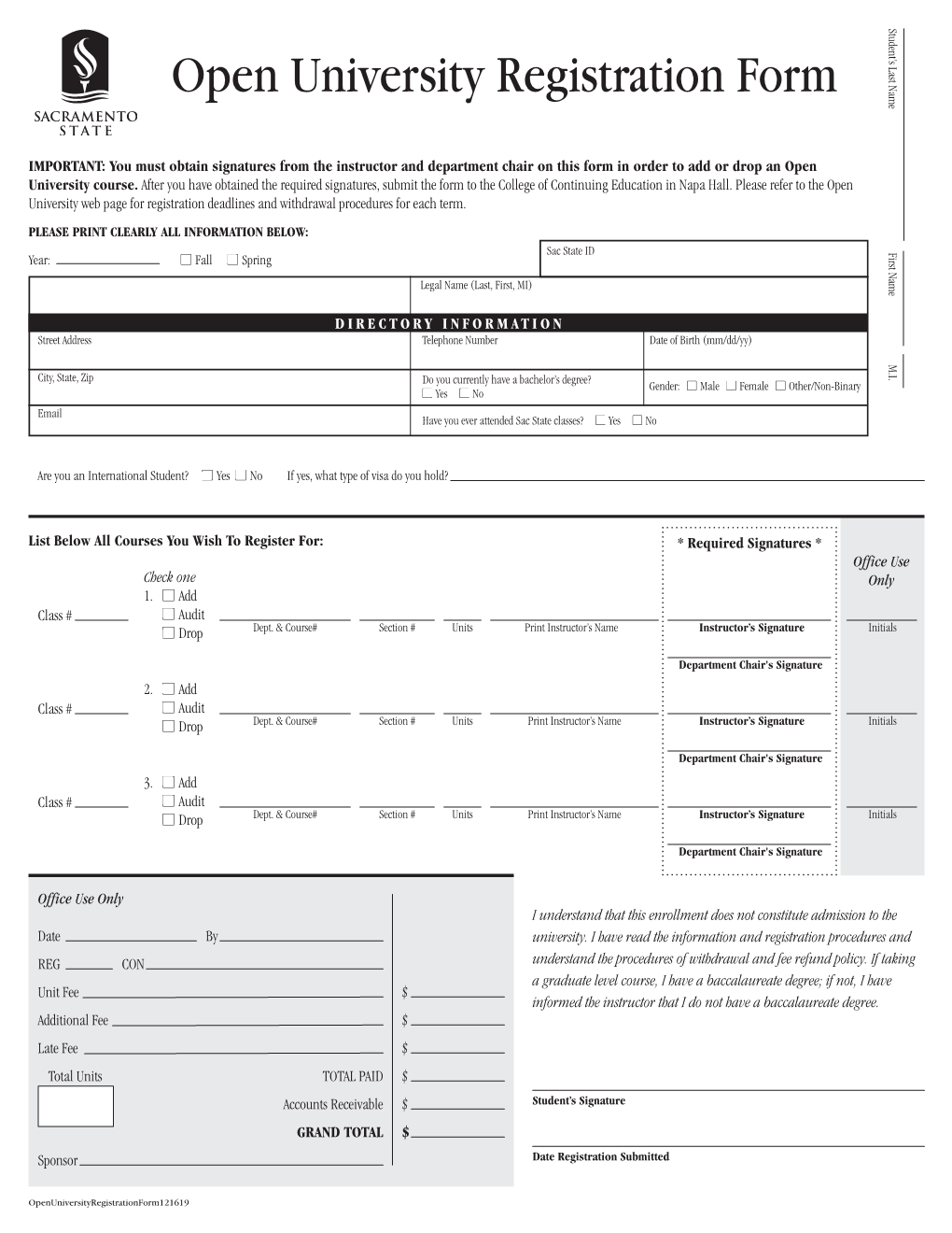 Open University Registration Form