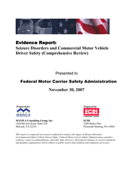 Seizure Disorders and Commercial Motor Vehicle Driver Safety (Comprehensive Review)
