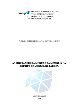 As Figurações Da Morte E Da Memória Na Poética De Manoel De Barros