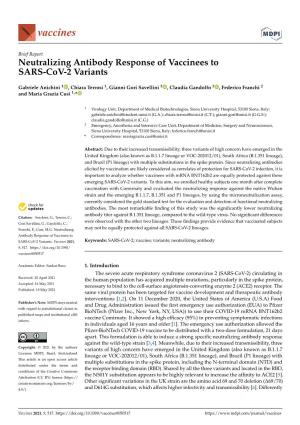 Neutralizing Antibody Response of Vaccinees to SARS-Cov-2 Variants