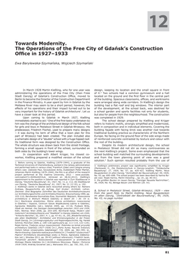 Towards Modernity. the Operations of the Free City of Gdańsk's