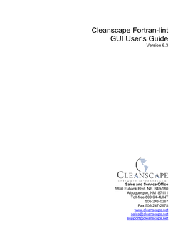 Cleanscape Fortran-Lint GUI User's Guide