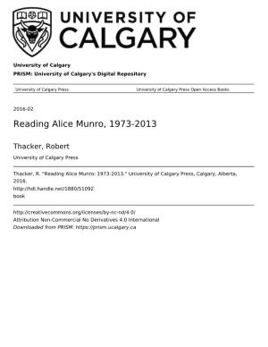Reading Alice Munro, 1973-2013