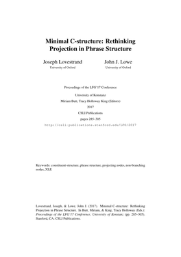 Minimal C-Structure: Rethinking Projection in Phrase Structure
