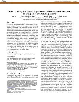 Understanding the Shared Experiences of Runners and Spectators in Long-Distance Running Events