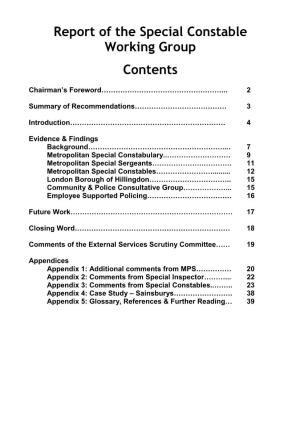 Report of the Special Constable Working Group Contents