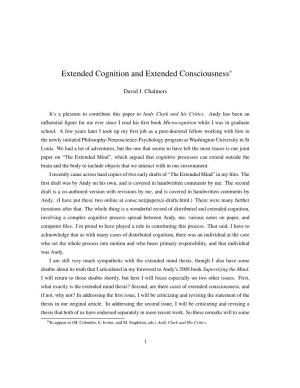 Extended Cognition and Extended Consciousness∗