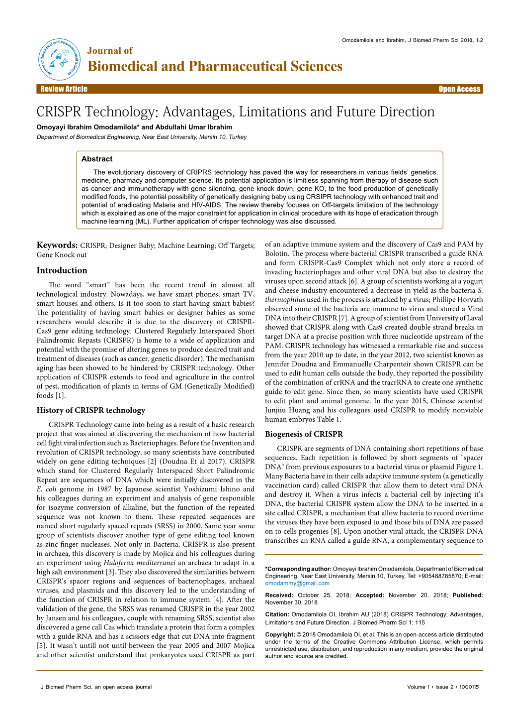 CRISPR Technology; Advantages, Limitations and Future Direction