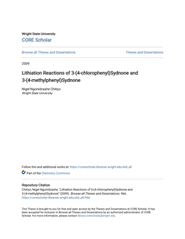 Lithiation Reactions of 3-(4-Chlorophenyl)Sydnone and 3-(4-Methylphenyl)Sydnone