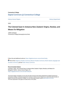The Colonial Gaze in Aotearoa New Zealand: Origins, Residue, and Means for Mitigation