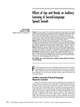 Effects of Lips and Hands on Auditory Learning of Second-Language Speech Sounds