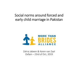 Social Norms Around Early, Forced and Child Marriage in Pakistan