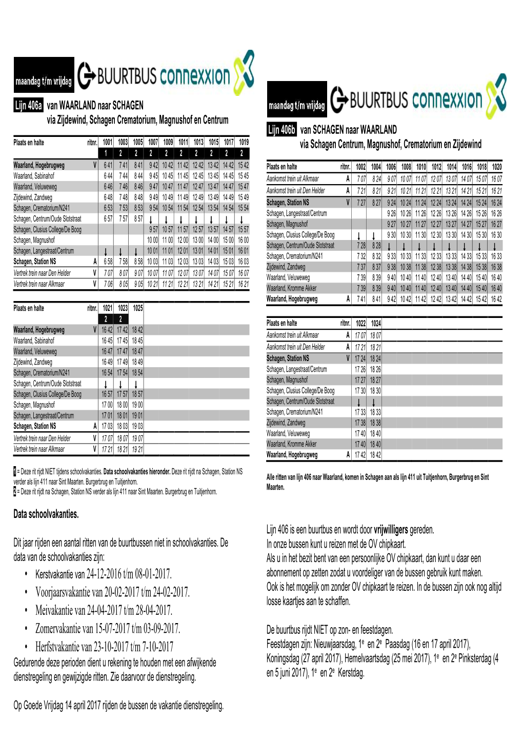 Dienstregeling 406 2016-2017