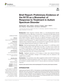 Preliminary Evidence of the N170 As a Biomarker of Response to Treatment in Autism Spectrum Disorder