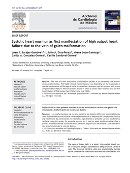 Systolic Heart Murmur As First Manifestation of High Output Heart