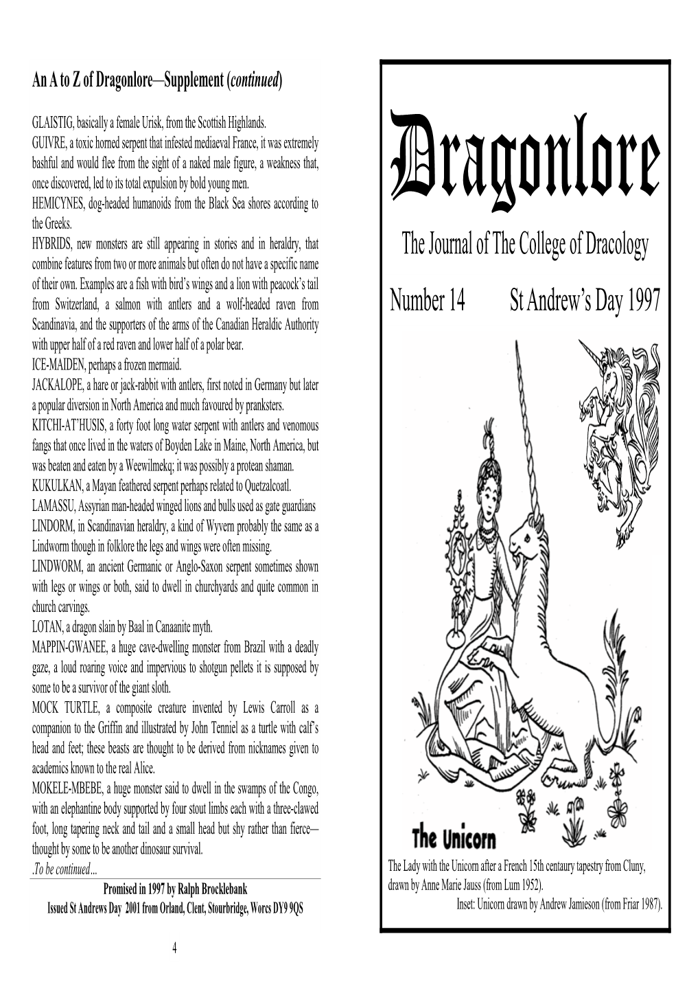 Dragonlore Issue 14 09-12-2001