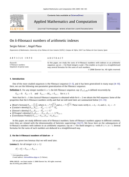 On K-Fibonacci Numbers of Arithmetic Indexes